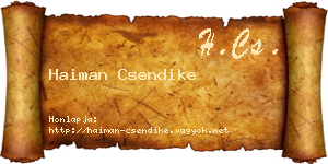 Haiman Csendike névjegykártya